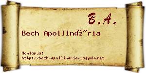 Bech Apollinária névjegykártya
